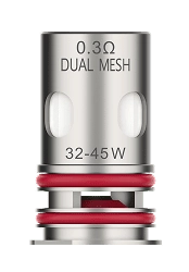 The GTX 0.3Ω dual mesh coil vape option alongside the 0.4Ω mesh coil, providing excellent flavor for a restricted DTL draw.