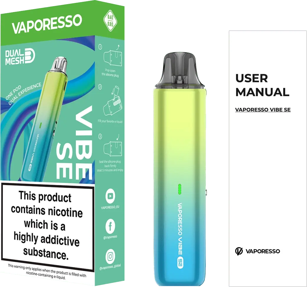 Vaporesso Vibe SE device contents – kit, pod, manual